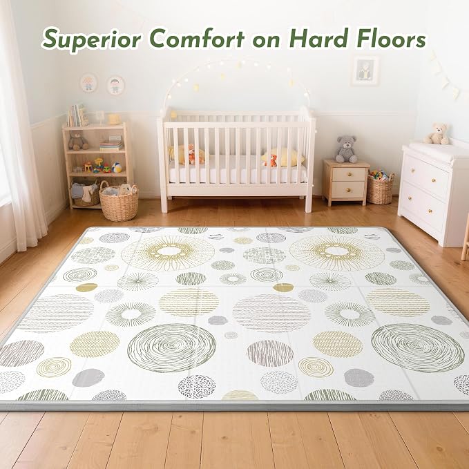Baby Play Mat,79"x71" Extra Large Foldable Play Mat,Foam Play Mat for Baby | Reversible Baby Play Mats for Floor, Soft Baby Crawling Mat,Non-Toxic Tummy Time for Babies and Toddlers, Waterproof Playmat