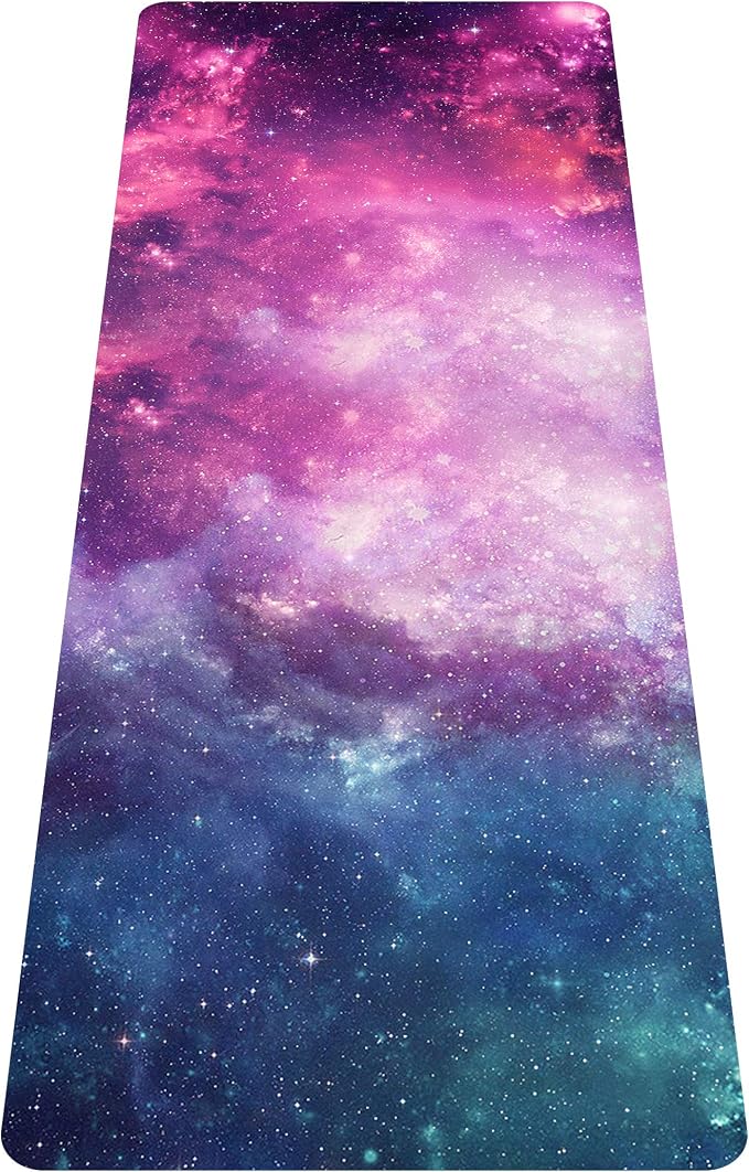 nuveti Printed Travel Yoga Mat 1/16 Inch Thick Non Slip Fitness Workout Mat | with Carrying Bag, Foldable Lightweight Suede & Natural Rubber Yoga Mat for Yoga Pilates and Fitness 72" L x 24" W x 1.5mm