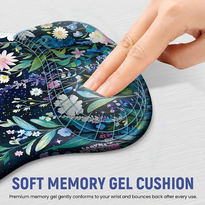 Ergonomic Mouse Pad with Wrist Rest, Gel Wrist Support, Celestial | 10.2 x 7.6 in Mouse Pad with Smooth Fabric Surface and Non-Slip Rubber Base for Office, Home, Study, and Gaming