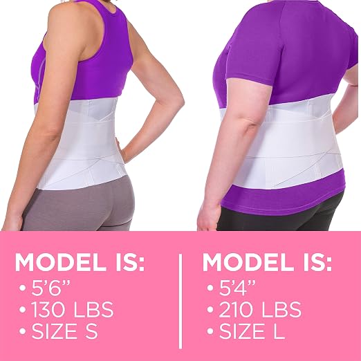 BraceAbility Women's Back Brace for Female Lower Back Pain - Lightweight Soft White Elastic Lumbar Compression Support Belt is Discreet Under Clothes for Ladies, Nurses, Walking (Medium)