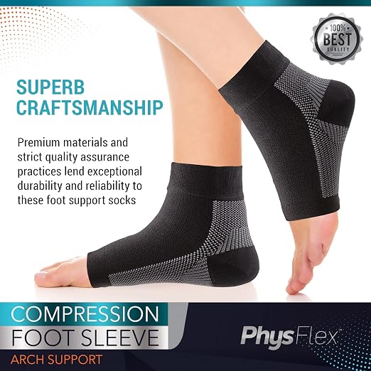 PhysFlex Ankle Brace Support - Ankle Compression Sleeve - Foot Brace for Women & Men - Tendonitis & Arthritis Ankle Brace Sports Running, Plantar Fasciitis Relief & Stabilizing Ankle Wrap