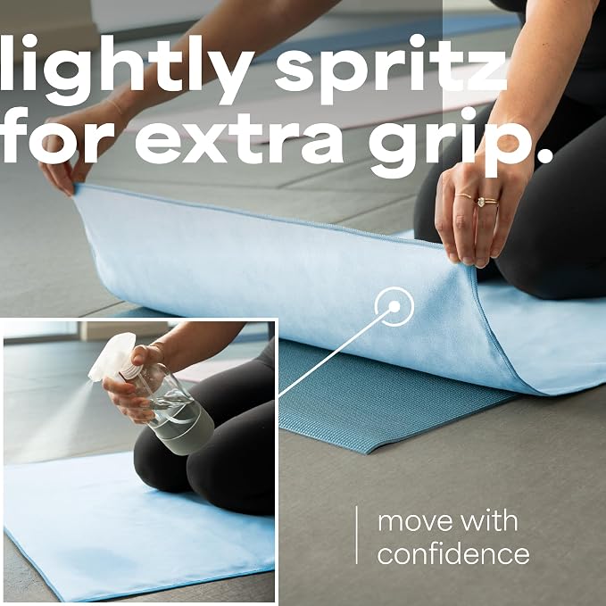 S&T INC. Aura Microfiber Yoga Mat Towel, 2 Pack, 26.5" x 72", Blue | Soft and Absorbent, Quick-Dry for Gym, Pilates, and Hot Yoga, Compact for Gym Bag, Machine Washable