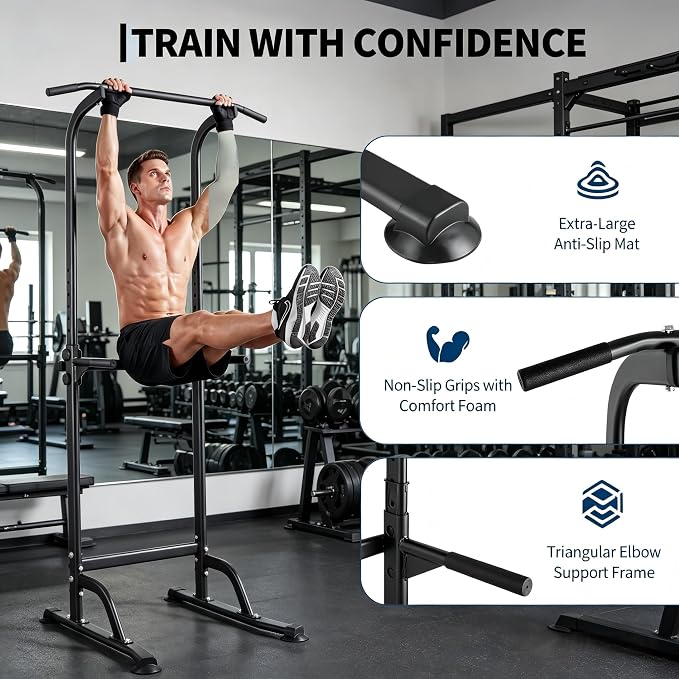 Pull Up Bar for Home Gym, Heavy Duty Dip Station with 330LBS Capacity, Multi-Function Pull Up & Dip Stand for Strength Training, Chin Ups Push Ups, 1.2mm Steel Tube