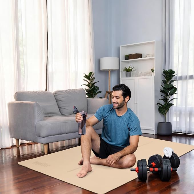Gogokiwi Large Yoga Mat (6'x4') – 1/4" & 1/2" Thick Exercise Mats for Home Workout, Extra Wide Workout Mats for Home Gym, Yoga, Pilates, Stretching, Floor & More