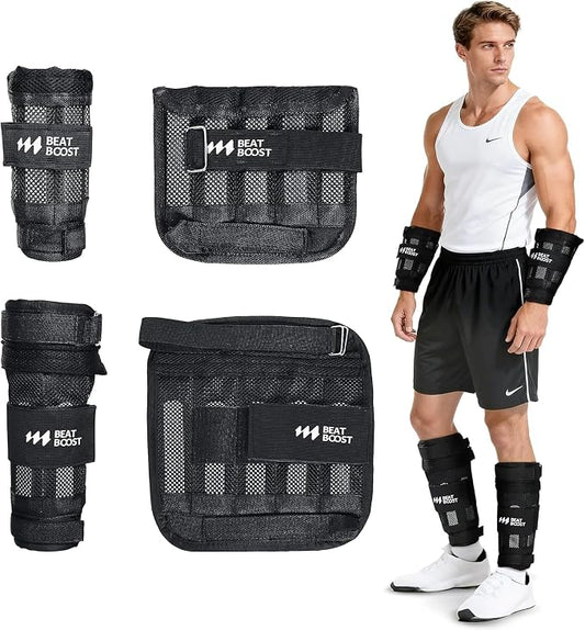 Ankle Wrist Weights 4lb/10lb/15lb/20lb/25lb/30lb BeatBoost Adjustable Leg Arm Weights for Men Walking Pilates Exercise Workout Gym Aerobics