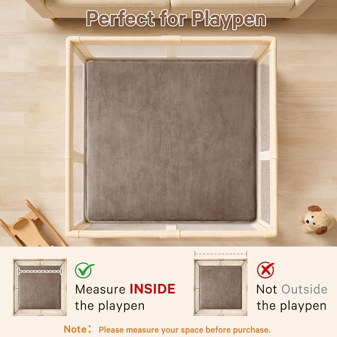 Baby Play Mat for Floor,Ultra Thick Elastic Foam 59"x59" Playmat Tummy Time Muscle Crawling Exercise Activity Cushion Gym Mat Nursery Playroom Area Kids Rug for Babies, Toddlers,Infants,Camel