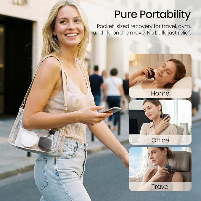 Mini Massage Gun, Small Handheld Muscle Massager for Face Neck Scalp | Palm-Sized Deep Tissue Travel Massage Gun, Pocket Massage Gun Portable, Lightweight, Quiet, USB-C, Gift for Women & Men