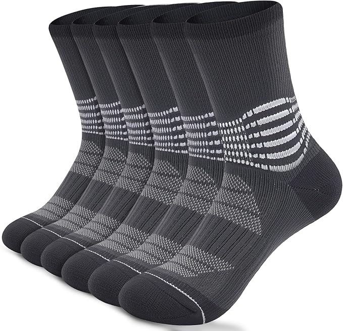 IRAMY Crew Compression Socks for Women Men with Ankle Arch Support Plantar Fasciitis Relief 3/6 Pairs