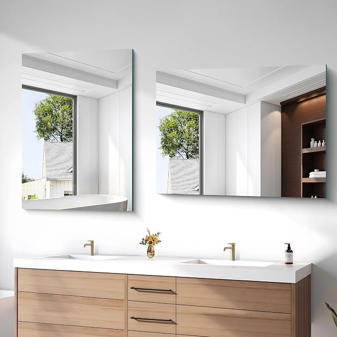 36"x48" Frameless Mirror, Frameless Bathroom Mirror for Over Sink, Rectangle Home Gym Mirror for Wall, Upgraded Shatterproof Wall Mount for Bedroom, Living Room, Dance Studio, Entryway