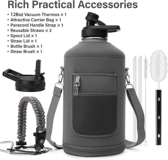 DYSANKY Gallon Insulated Water Bottle with Portable Carrier Bag for Outdoor