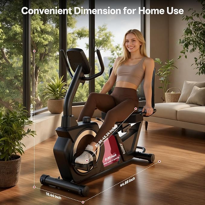JOROTO Recumbent Exercise Bike for Seniors Adults with 400LBS, Smart App | Low-Impact Exercise Bike 16 Magnetic Resistance, Wide Cushioned Seat, Back Support and Backlit LCD, Heart Rate Monitoring
