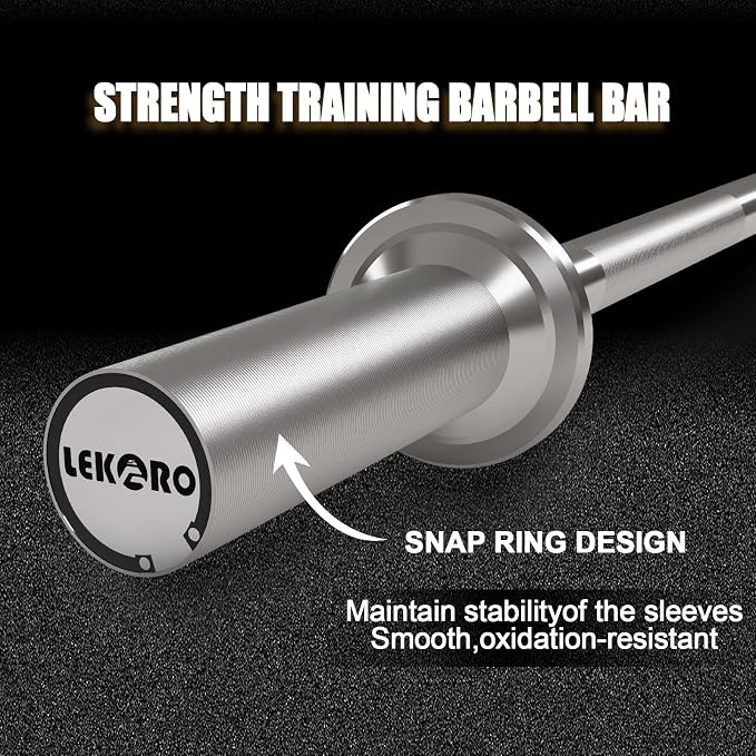 Olympic Barbell Bar 4FT, 350LB Straight Weight Lifting Bar, Fits 2-Inch Olympic Plates, Rotating Sleeves, 2 Spring Collars, Knurled Strength Training Bar for Home Gym