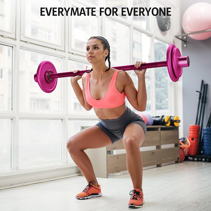 EVERYMATE 5LB Mini Barbell Bar Beginner Women Kid Barbell Total Body Workout Weighted Bar,for Strength Training, for Youth Children New Weightlifting