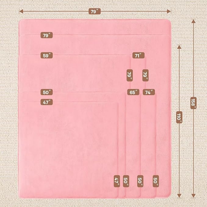 Baby Play Mat for Floor,Ultra Thick Elastic Foam 74"x50" Playmat Tummy Time Muscle Crawling Exercise Activity Cushion Gym Mat Nursery Playroom Area Kids Rug for Babies, Toddlers,Infants,Pink