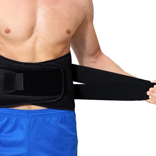 NeoTech Care Adjustable Compression Back Brace Lumbar Support Belt, Black, Size L