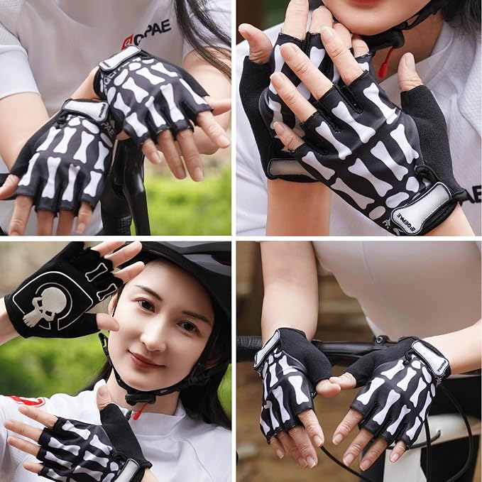 Skeleton Gloves Adjustable Lightweight Racing Skull Sports Work Bone Gloves Anti-Slip Breathable for Men & Women Motorcycle, Cycling, Biking, Workout