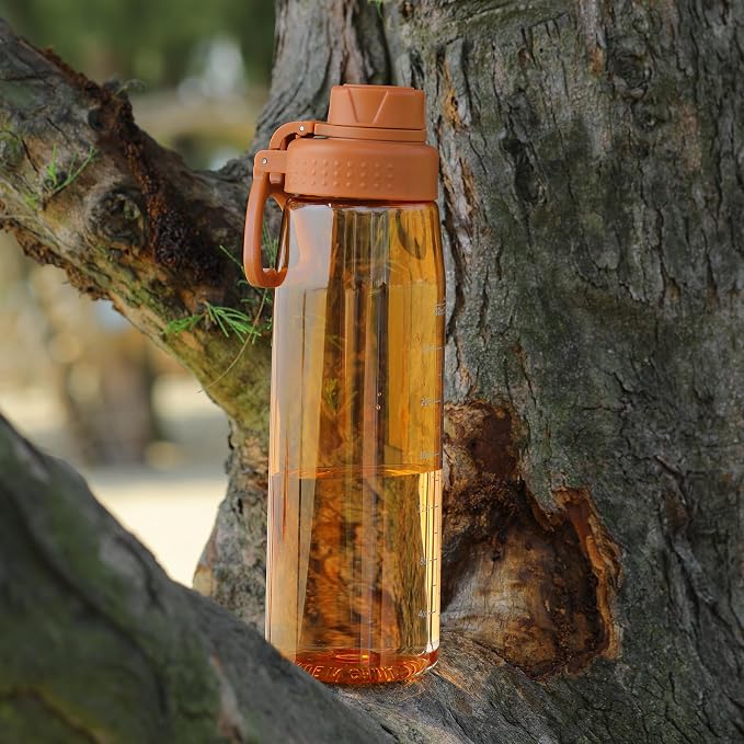32oz Clear Water Bottle - BPA-Free Tritan Plastic, Fast Flow Spout Lid, Wide Mouth & Leakproof Design Hiking Water Bottle Suitable for Travel, Outdoors, Gym, Travel, Home, School(Orange)