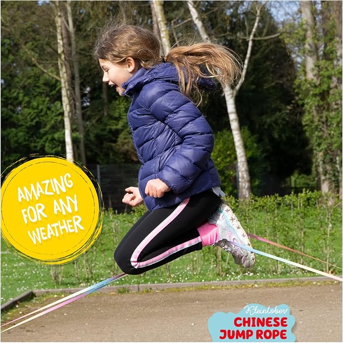 Kleintober I Chinese Jump Rope I Rubber Twist I Gummitwist I Indoor and Outdoor Toys I Stretchy Rope for Kids I with Instructions for Play I Outdoor Toys for Kids Ages 8-12