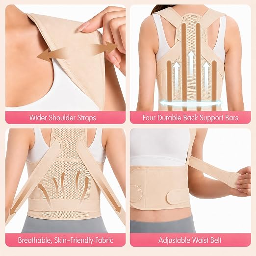 Posture Corrector for Women & Men, Adjustable Full Back Brace Support | Breathable Shoulder Straightener, Spine Support for Upper & Lower Back, Scoliosis & Hunchback Correction, Back Pain Relief