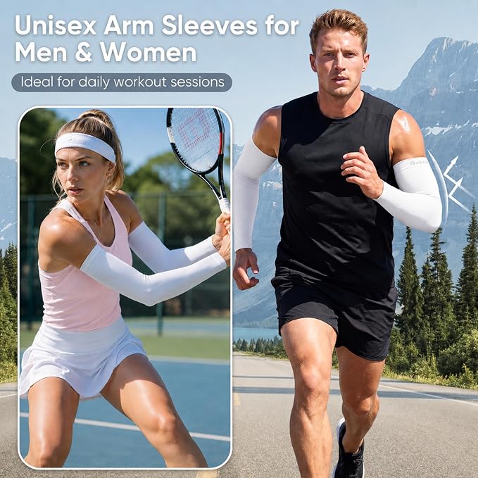 Bebila Arm Sleeves for Men Women, UV Sun Protection Cooling Compression Outdoor