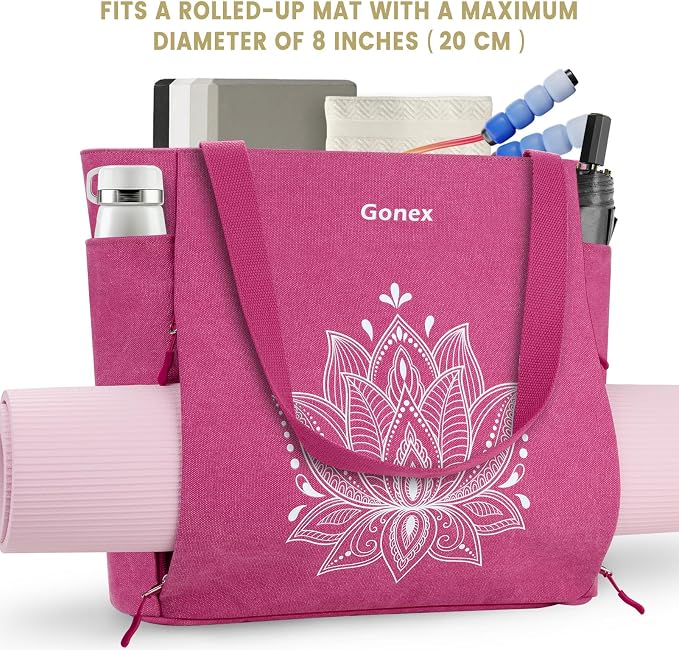 Gonex Yoga Mat Bag with Zipper Mat Carrier Canvas Gym Tote | Durable Canvas, Zipper Closures Prevent Slipping, Quick Access, Bottle Holder, Fits Yoga Blocks, Gym & Travel Use