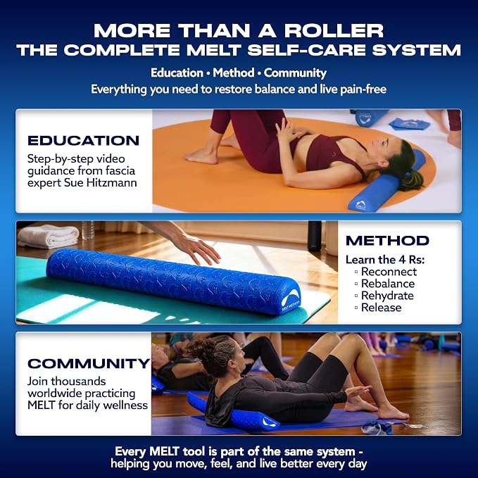 MELT Method 36 Inch Half Foam Roller for Back w/FasciaTherapy Technology - Low Density Soft Foam Roller for Physical Therapy - Half Round & Soft - Great for Pilates & Gentle Muscle Recovery