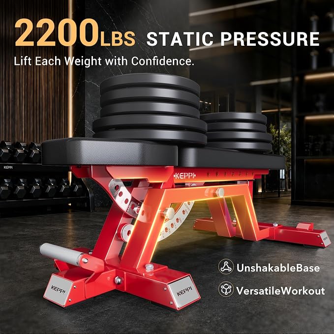 Keppi Fitness Bench6000 Weight Bench, Commercial Grade FID Workout Bench | 2200lb Flat Capacity, 11 Back&8 Seat Specialized Angles for Serious Lifters, 97lb Frame Weight with above 1 Gauge Support