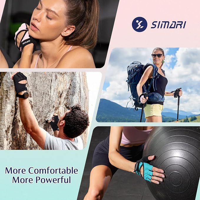 SIMARI Workout Gym Gloves for Men Women, Weight Lifting Gloves with Wrist Wrap Support, SBR Pad Grip for Full Palm Protection, for Exercise, Fitness, Dumbbells, Barbell, Climbing, Fingerless