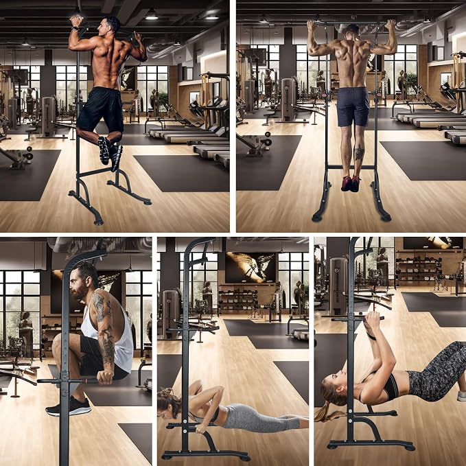 Adjustable Height Dip Bar Station, Heavy Duty Dip Station for Home Gym,Multi-function Dip Station Pull Up Bar Full Body Strength Training Workout Fitness Equipment for Tricep Dips