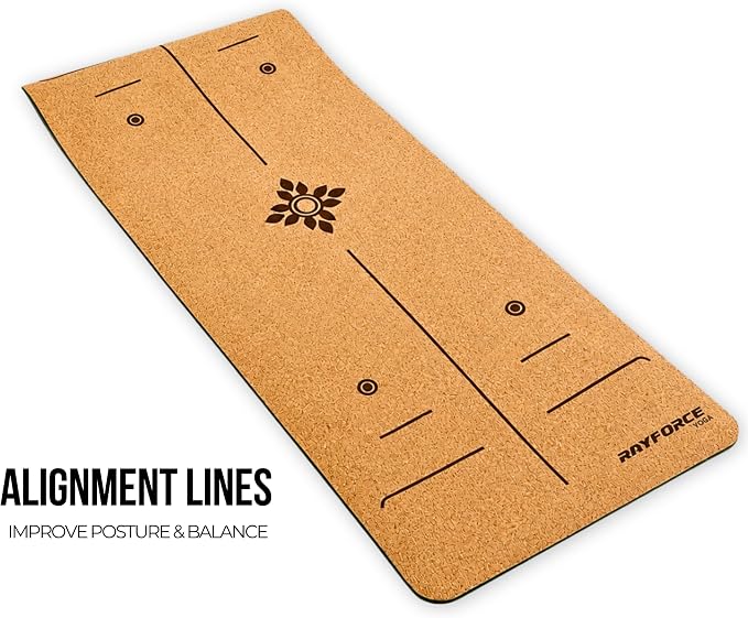 Cork Yoga Mat – Ultra Lightweight 2.2 lbs – Sweat Activated Non-Slip Grip for Hot Yoga & Gym – Easy Carry to Studio – 6MM Thick – Strap Included