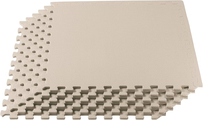 We Sell Mats 1/2" Thick Multipurpose EVA Foam Exercise Floor Mat, Interlocking Tiles, Anti-Fatigue for Home or Gym, 24 in x 24 in, 6 Tiles, Sand