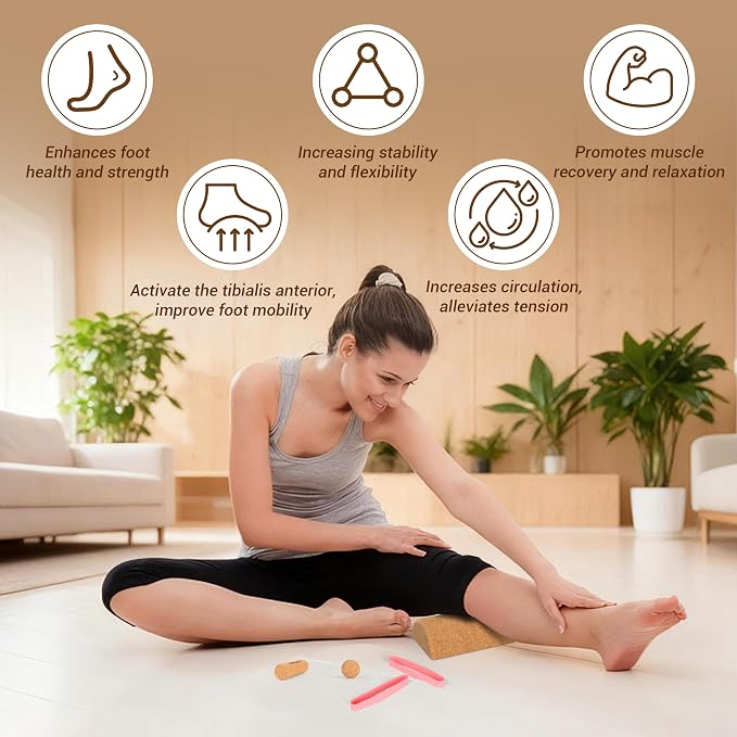 Cork Balance Board Kit, Foot & Ankle Strengthener with Massage Roller/Ball,Balance Board Half & Half-Moon Ball, for Enhance Mobility & Prevent Falls Improve Foot Function for Home/Office/Gym