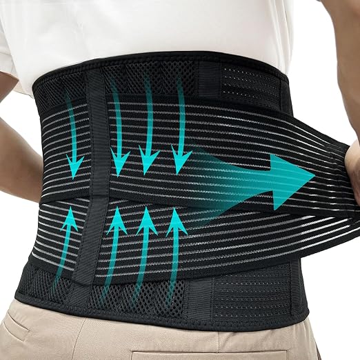 TESETON Back Support Belt for Men and Women, Braces for Relief Lower Back Pain, Scoliosis, Sciatica,Herniated Disc,Protect Belt for Workout Sports 03 Black XL