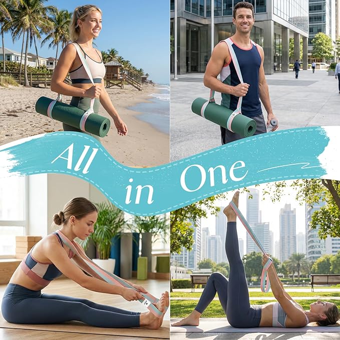 Yoga Mat Strap Adjustable Carrier for All Yoga Mats, 2 Sizes | Extra Thick Cotton Blend |16+ colors are available | Fits Most Yoga Mats | Soft Woven Texture | Comfortable Shoulder Carry