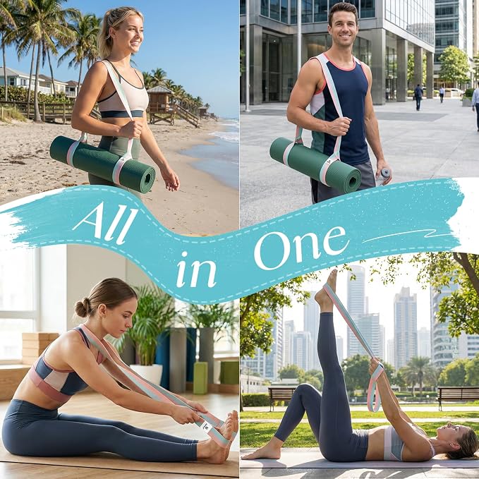Yoga Mat Strap Adjustable Carrier for All Yoga Mats, 2 Sizes | Extra Thick Cotton Blend |16+ colors are available | Fits Most Yoga Mats | Soft Woven Texture | Comfortable Shoulder Carry
