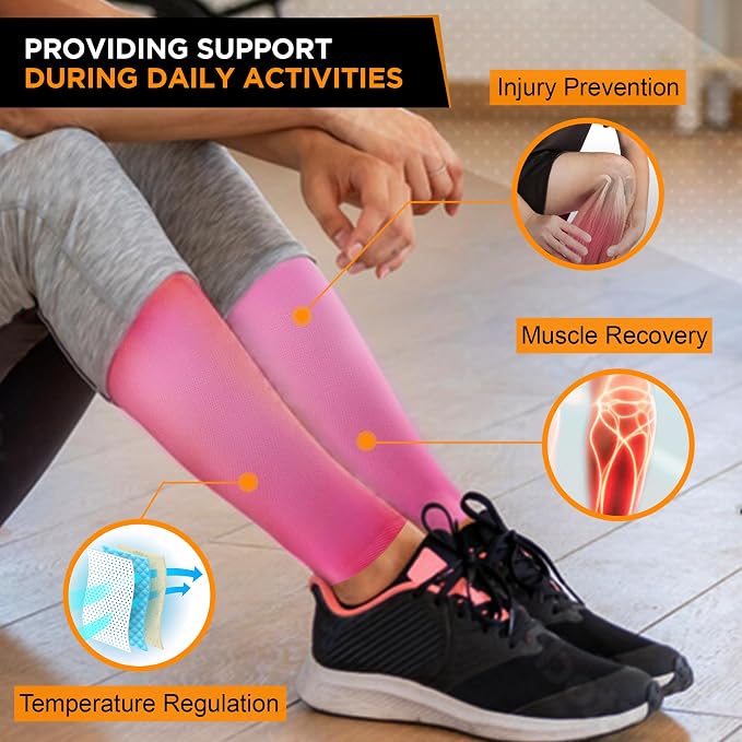 Doc Miller Compression Calf Sleeve for Men & Women, 20-30mmHg | Graduated Support for Running, Shin Splints, Calf Strain, Knee High, Small to 6XL Plus Size