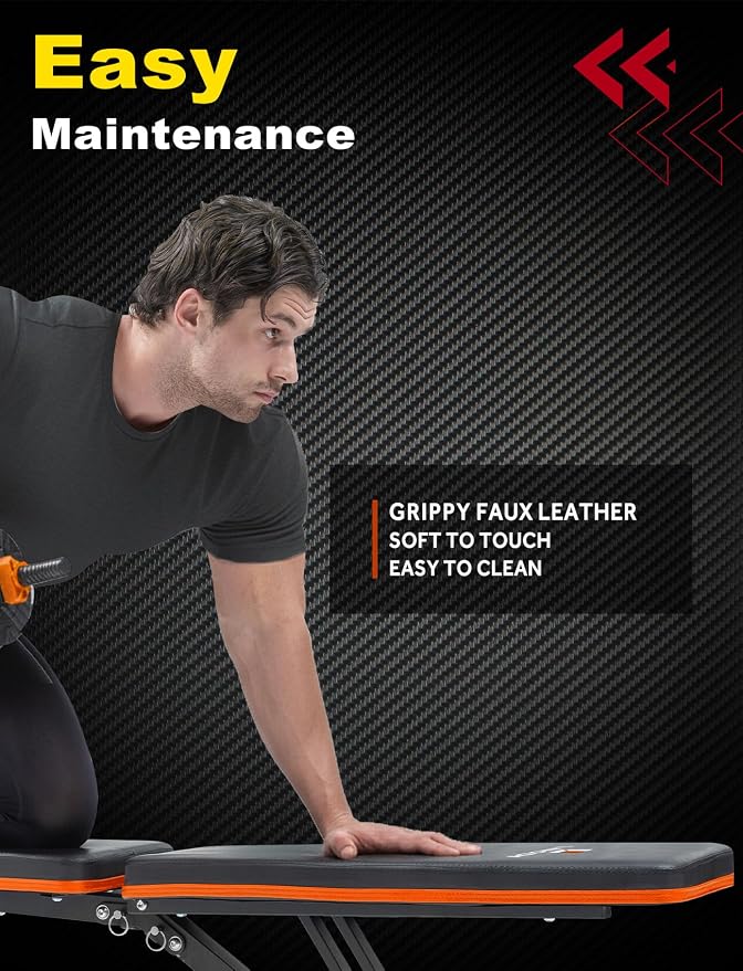 LINODI Adjustable Weight Bench for Home Gym & Full Body Workout | Foldable Incline Decline Flat Workout Bench for Full Body Strength Training, Dumbbell Press & Ab Exercises