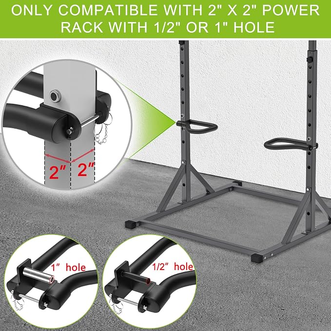 SELEWARE Dip Bar Attachment for Power Rack, 2 x 2 Tube, Multi Grip Handle | Fully Welded Steel Design, Stable Support for Dips, Pull Ups and Strength Training, Ideal for Home Gym Workouts