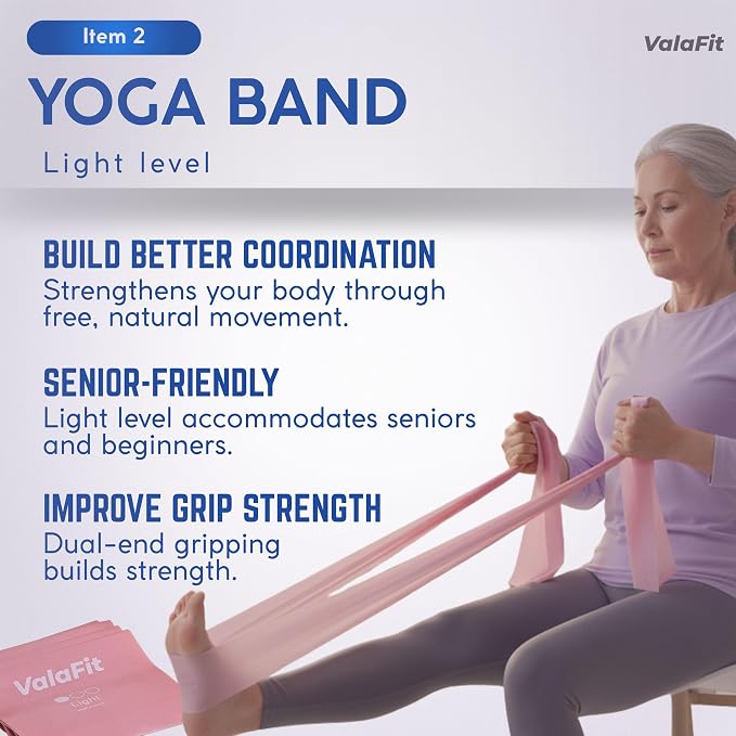 [All-in-One Kit] Chair Yoga for Seniors Over 60 | Cards + Bands + QR Videos | 71 Large Print Durable Cards • 6 Guided Flows • Build Mobility, Balance, Strength & Cardio • Gift for Parents & Grandparents