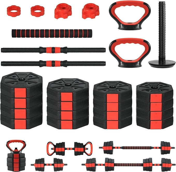 Garvee Adjustable Dumbbell Set, 44/66/88Lbs Free Weight Set with Connector, 4 in 1 Gym Set Used as Kettlebell, Dumbbell, Push up Stand, Weight Plate, Home Gym Weight Dumbbells Set, Fitness Exercises