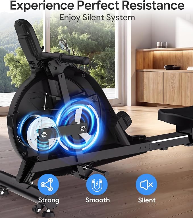 Wenoker Rowing Machine for Home, Magnetic Rower Machine, 350 LB Weight Capacity, 16-Level Silent Resistance Row Machine for Gym Exercise