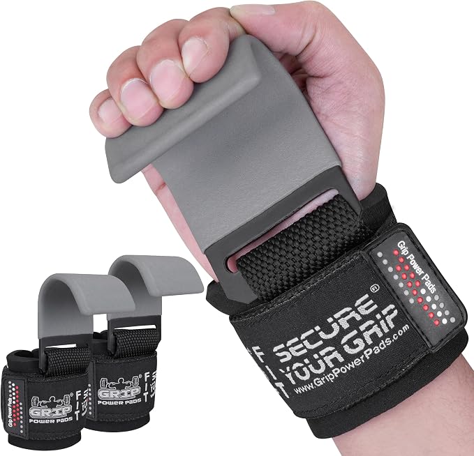 Weight Lifting Rod Hooks Heavy Duty Wrist Wraps Power Weight Lifting Training Gym Grips Straps Set of 2