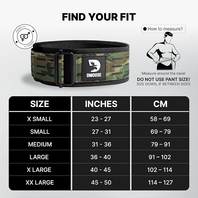 DMoose Fitness Auto Locking Weight Lifting Belt for Men & Women - 4" Nylon Squat & Deadlift Belt with Quick-Release Buckle - Gym Workout Belts for Lumbar Back Support for Weightlifting & Powerlifting