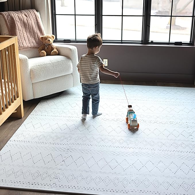 Little Landings Baby Play Mat for Floor - Boho (6x6ft) - Premium EVA Foam Play Mat for Babies & Toddlers (Ages 0-5+) - Non-Toxic Playmat for Tummy Time, Crawling & Playroom - Stylish & Comfortable