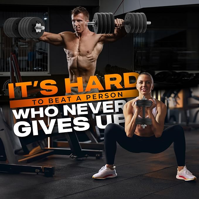 Yes4All Threaded Dumbbell Handles, Adjustable Dumbbell Bar Pair, 14/16/18/24-Inch Sizes, Fits 1" or 1.15" Plates, Non-Slip Grip, Secure Star-Lock Collars