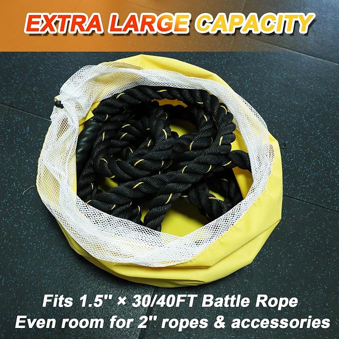 J Bryant Extra Large Battle Rope Storage Bag – Heavy-Duty Carry Sack for Training Ropes, Jump Ropes & Gym Accessories