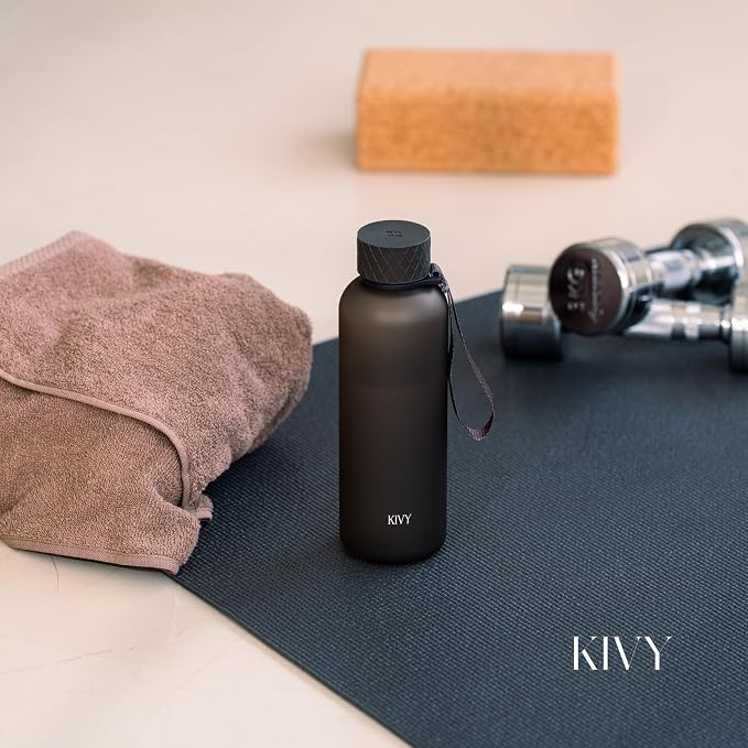 KIVY Slim Water Bottle 22oz [Lightweight & Shatterproof] Leak Proof Bottle for Women & Men - Clear plastic water bottle no straw - Dishwasher Safe Tritan Bottle BPA Free