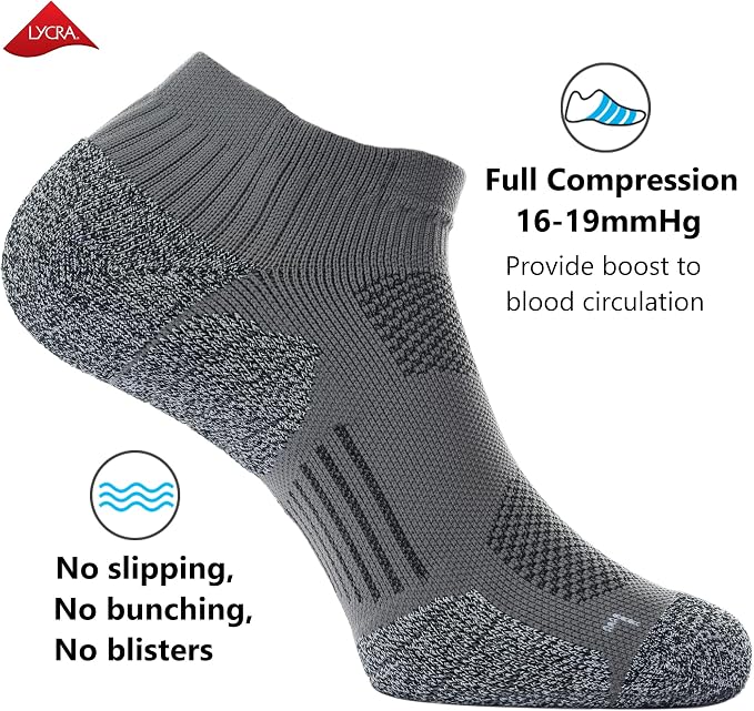 CWVLC Unisex Cushioned Compression Athletic Ankle Socks Multipack