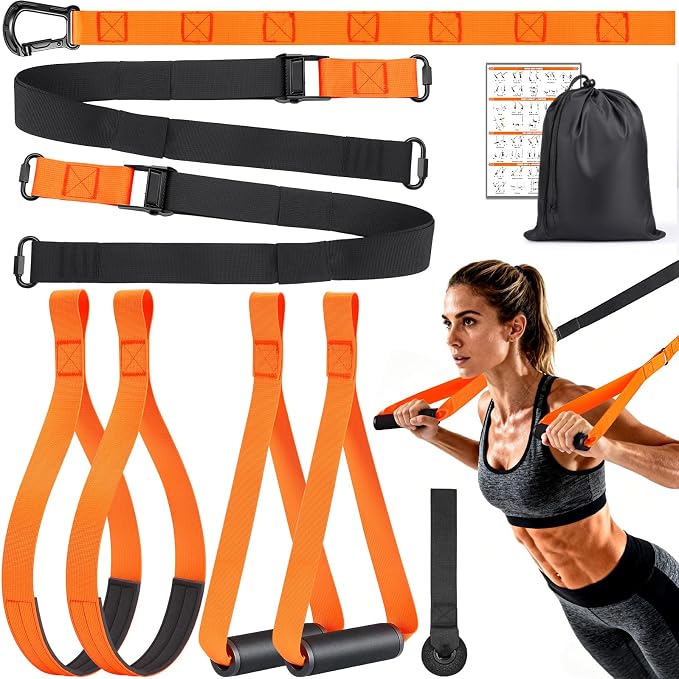 TOBWOLF Suspension Strap Training Kit, Full-Body Workout for Home Outdoor | Built-in Door Anchor, Compact Carry Bag, Adjustable Training Straps, Bodyweight Core & Strength Training, for Travel & Home