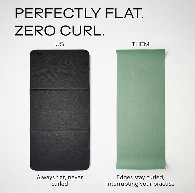 Stakt Foldable Yoga Mat Pro - Non Slip 2 in 1 Fitness Exercise Mat | Premium textured grip, 12 mm thick, folding design, EVA foam blend, supports Pilates, barre, and strength training